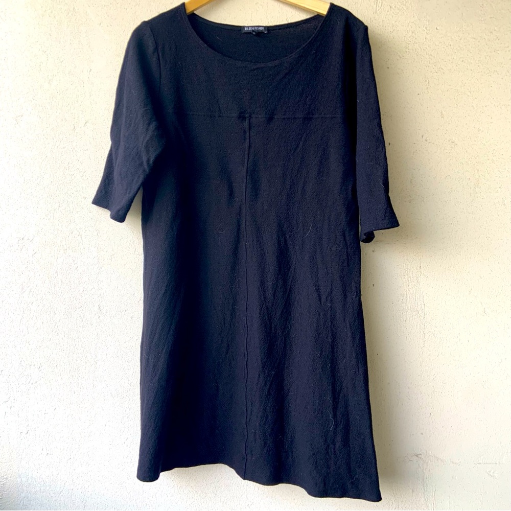Eileen Fisher 100% wool black dress